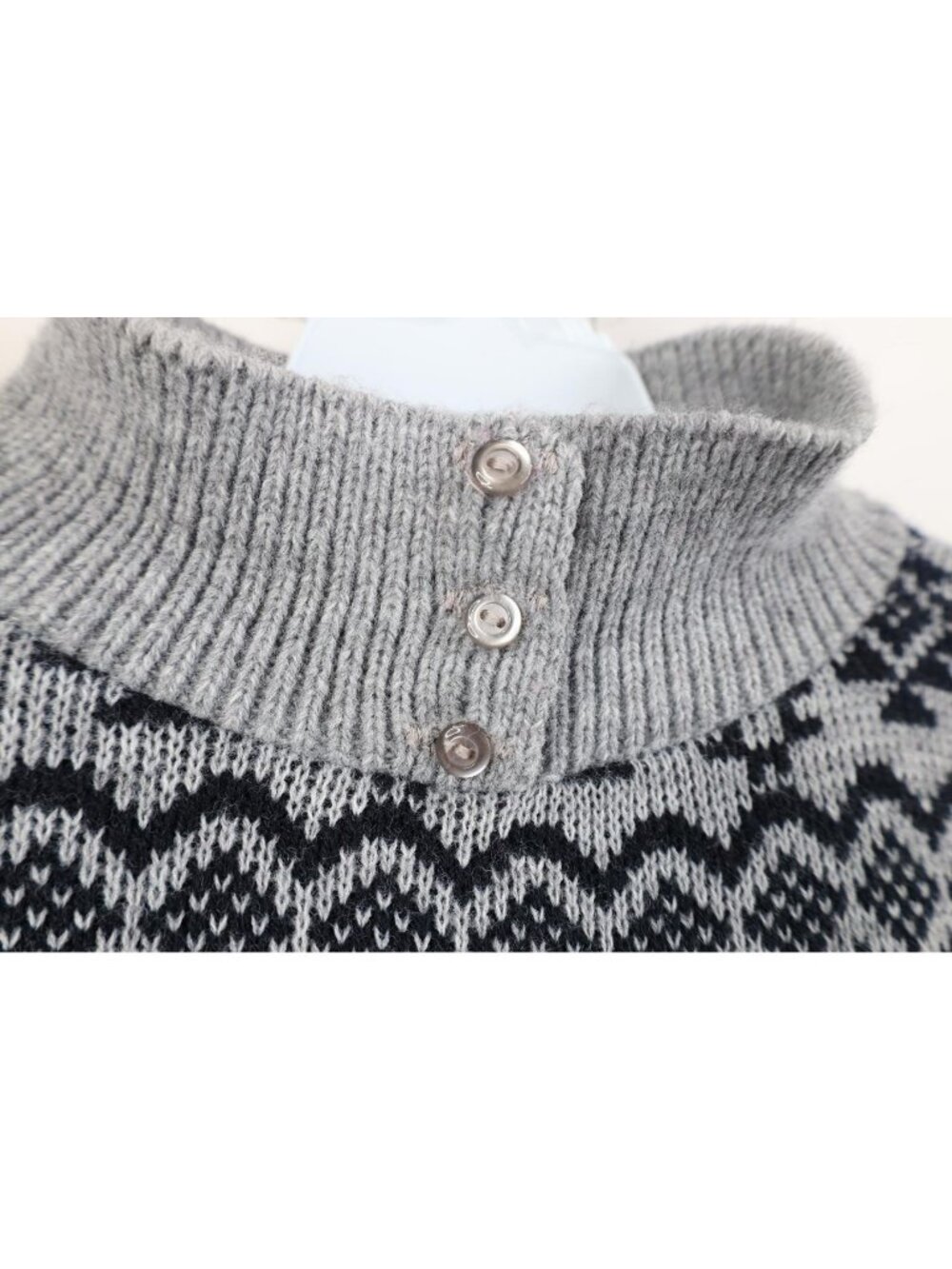 Vintage 90s Streetwear Womens Large Fair Isle Knit Henley Sweater USA Acrylic - Picture 4 of 11
